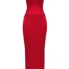 Shani Red Satin Corset Maxi Dress