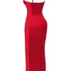 Shani Red Satin Corset Maxi Dress