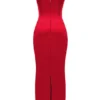 Shani Red Satin Corset Maxi Dress