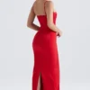Shani Red Satin Corset Maxi Dress