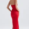 Shani Red Satin Corset Maxi Dress