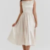 Shayla Vintage Cream Midi Dress