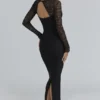 Shiloh Black Lace Long Sleeved Corset Maxi Dress