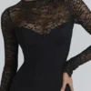 Shiloh Black Lace Long Sleeved Corset Maxi Dress