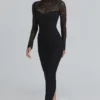 Shiloh Black Lace Long Sleeved Corset Maxi Dress