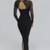 Shiloh Black Lace Long Sleeved Corset Maxi Dress