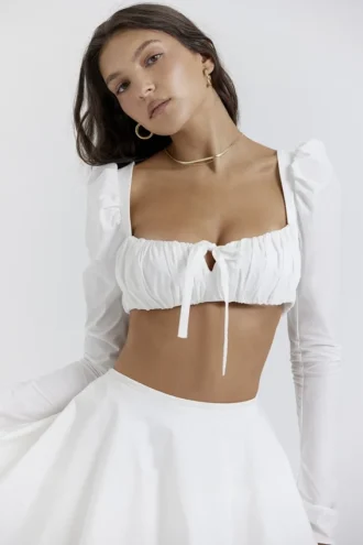 Shira White Puff Sleeve Top