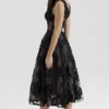 Sianna Black Embroidered Tulle Corset Midi Dress