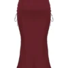 Sidonie Wine Satin Lace Up Midi Skirt
