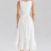 Sienna White Stretch Cotton Lace Up Midi Dress