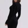 Sierra Black Velvet Deep Plunge Mini Dress