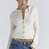 Signature Ivory Cashmere + Merino Wool Cardigan