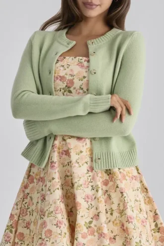 Signature Matcha Cashmere + Merino Wool Cardigan