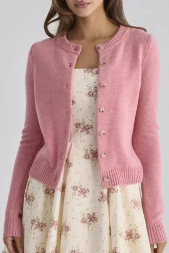 Signature Raspberry Cashmere + Merino Wool Cardigan
