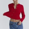 Signature Red Cashmere + Merino Wool Cardigan