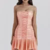 Sirena Sorbet Satin Strapless Mini Dress