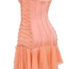 Sirena Sorbet Satin Strapless Mini Dress