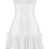 Sirena White Strapless Lace Up Mini Dress