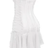 Sirena White Strapless Lace Up Mini Dress