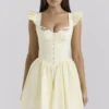Sisi Lemon Cotton Embroidered Mini Dress