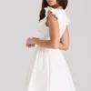 Sisi White Cotton Embroidered Mini Dress