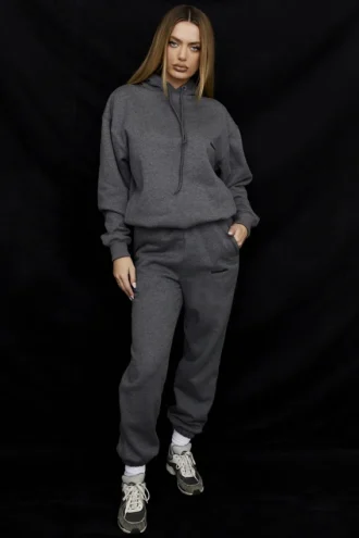 Sky Dark Grey Fleece Back Jogging Trousers