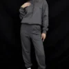 Halo Dark Grey Cotton Fleece-Back Oversized Hoodie