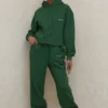 Sky Green Fleece Back Jogging Trousers