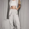 Sky Light Grey Fleece Back Jogging Trousers