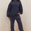 Sky Navy Fleece Back Jogging Trousers