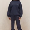 Sky Navy Fleece Back Jogging Trousers