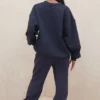 Sky Navy Fleece Back Jogging Trousers