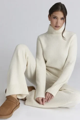 Skye Ivory Merino Wool Roll Neck Sweater