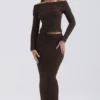 Sloane Chocolate Soft Cotton Boucle Maxi Skirt