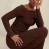Saffron Chocolate Soft Boucle Knit Top