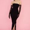 Sofia Black Mesh Strapless Maxi Dress