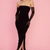 Sofia Black Mesh Strapless Maxi Dress