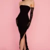 Sofia Black Mesh Strapless Maxi Dress