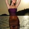 Sofie Ombre Mesh Strapless Mini Dress