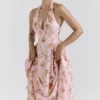 Solada English Vintage Rose Print Georgette Halter Sundress