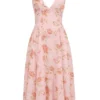 Solada English Vintage Rose Print Georgette Halter Sundress