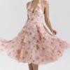 Solada English Vintage Rose Print Georgette Halter Sundress
