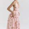 Solada English Vintage Rose Print Georgette Halter Sundress