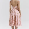 Solada English Vintage Rose Print Georgette Halter Sundress