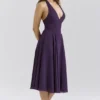 Solada Grape Georgette Halter Sundress