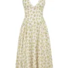 Solada Ivory Vintage Floral Print Georgette Halter Sundress