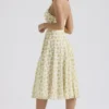 Solada Ivory Vintage Floral Print Georgette Halter Sundress