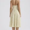 Solada Ivory Vintage Floral Print Georgette Halter Sundress