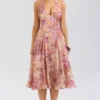 Solada Paisley Patchwork Print Georgette Halter Sundress