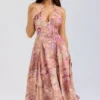 Solada Paisley Patchwork Print Georgette Halter Sundress